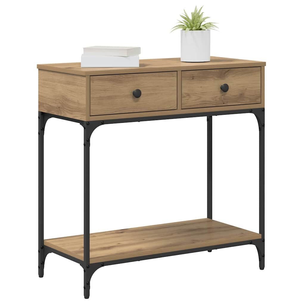 vidaXL Wandtafel met lade artisanaal eikenkleurig 75 x 34.5 x 75 cm