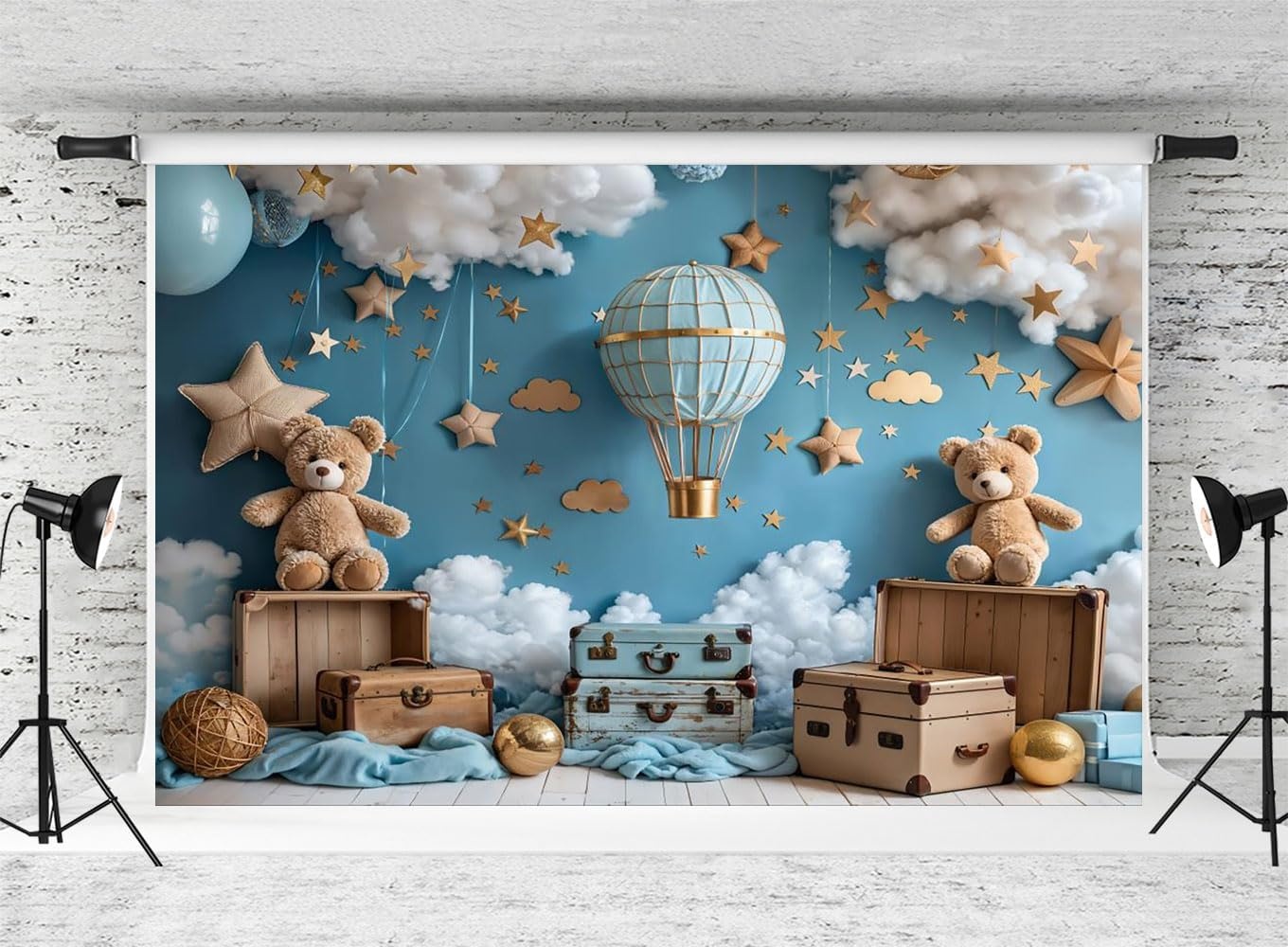 Kate 3x3m/10x10ft Fotografie Achtergrond Heteluchtballon Blauwe Hemel Patroon voor Kinderen Kinderen Baby Fotostudio Portret Schieten
