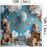 Kate 3x3m/10x10ft Fotografie Achtergrond Heteluchtballon Blauwe Hemel Patroon voor Kinderen Kinderen Baby Fotostudio Portret Schieten