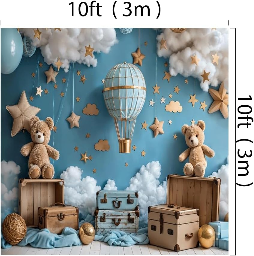 Kate 3x3m/10x10ft Fotografie Achtergrond Heteluchtballon Blauwe Hemel Patroon voor Kinderen Kinderen Baby Fotostudio Portret Schieten