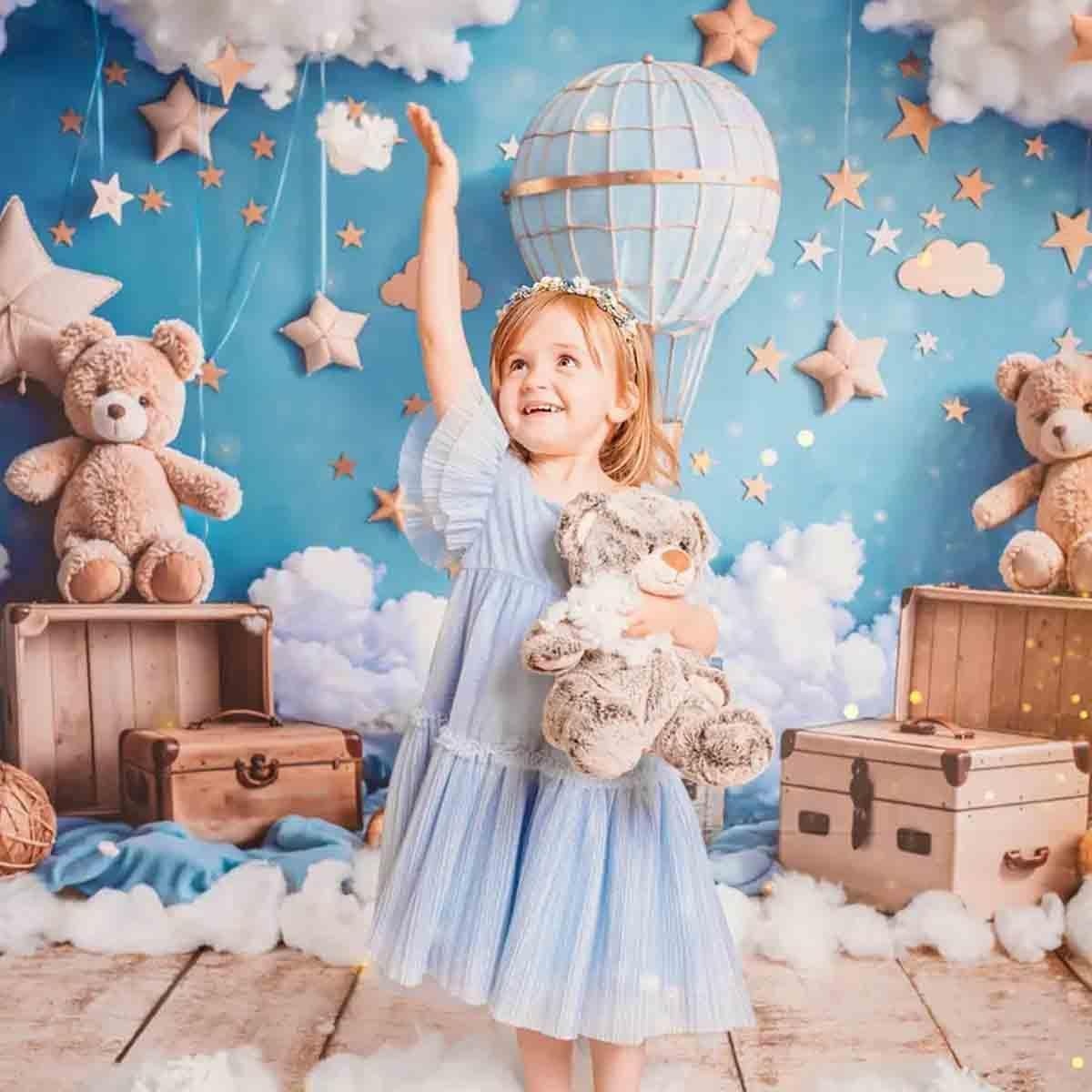 Kate 3x3m/10x10ft Fotografie Achtergrond Heteluchtballon Blauwe Hemel Patroon voor Kinderen Kinderen Baby Fotostudio Portret Schieten
