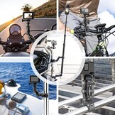 Actiecamerahouder voor motorfiets en fiets, zwart, compatibel met Insta360 X4/X3/X2/X RS/GO 3 en GoPro (13/12/11/10/9/8/7), 1/4 inch schroefdraad