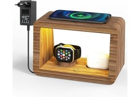 Draadloos Laadstation 15W met Nachtlampje | Bamboe | 34% Korting