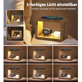 draadloos laadstation, 15 W, snelle draadloze oplader, nachtlampje met 3 kleuren en instelbare helderheid, laadstation voor iPhones/Air Podes Pro/iWatches