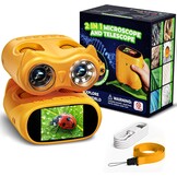 Ashfly Microscoop voor kinderen en Telescoop voor kinderen, 1000x USB, 2-in-1 draagbare zakmicroscoop, 4K 2.0 inch scherm, 10-voudige vergroting, wetenschap buiten vanaf 3 jaar (blauw)