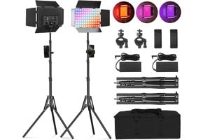 2x LED RGB Videolampen met Statief & Telefoonhouder (34% Korting)