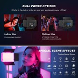 Soonpho 2 stuks videolicht LED RGB paneel met roosterdeur 2500-8500K dimbaar 20W fotografie studio licht met 1,6 m statief standaard en mobiele telefoonhouder voor video Youtube Live