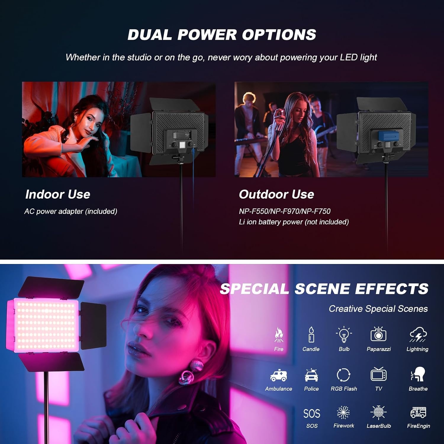 Soonpho 2 stuks videolicht LED RGB paneel met roosterdeur 2500-8500K dimbaar 20W fotografie studio licht met 1,6 m statief standaard en mobiele telefoonhouder voor video Youtube Live