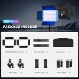 Soonpho 2 stuks videolicht LED RGB paneel met roosterdeur 2500-8500K dimbaar 20W fotografie studio licht met 1,6 m statief standaard en mobiele telefoonhouder voor video Youtube Live