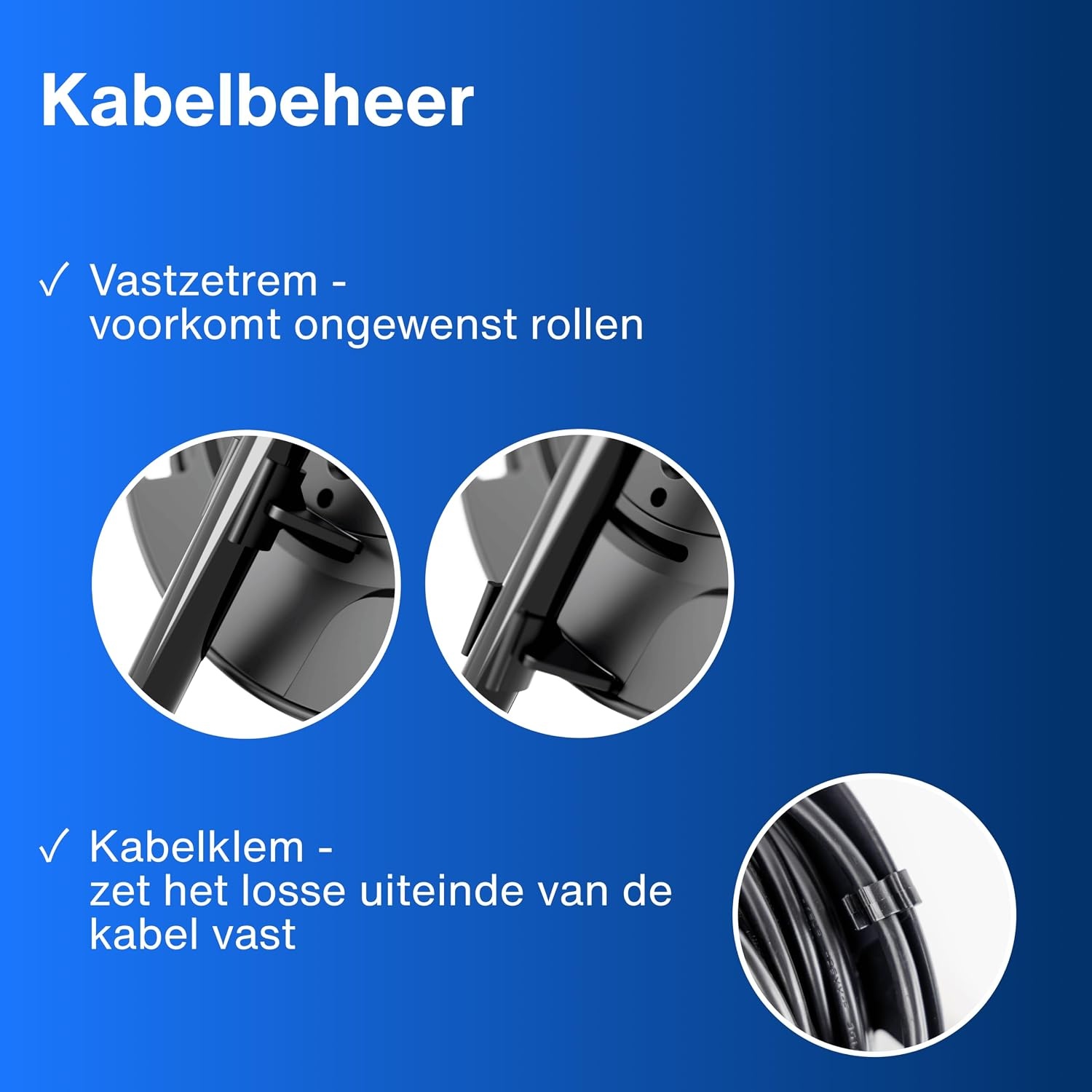 REV Kabelhaspel 25 meter - Met kabelbescherming en 4 stopcontacten - Blauw