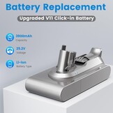 Klickstil SV15 3900mAh V11 accu voor Dyson, met oplader, ASUNCELL reserveaccu voor V11 Torque Drive, Outsize, Absolute, Extra, V15, Detect Absolute, Extra, SV15, SV16, SV22, handheld accustofzuiger