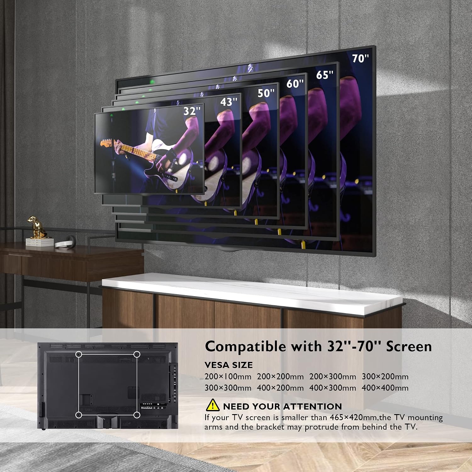 BONTEC TV-Muurbeugel met 850 mm Extra Lange Scharnierarm voor 32-70 Inch LCD/LED/OLED-TV's tot 60 kg, Kantelbaar, Zwenkbaar, Draaibaar, Max. VESA 400x400mm - Maat Verlengbaar 850 mm