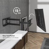 BONTEC TV-Muurbeugel met 850 mm Extra Lange Scharnierarm voor 32-70 Inch LCD/LED/OLED-TV's tot 60 kg, Kantelbaar, Zwenkbaar, Draaibaar, Max. VESA 400x400mm - Maat Verlengbaar 850 mm