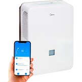 MIDEA Industriële luchtontvochtiger met grote inhoud van 50 l, voor luchtvochtigheid binnenshuis tot 112 m²/300 m³, luchtontvochtiger voor grote ruimtes met uitneembare tank, laag stroomverbruik