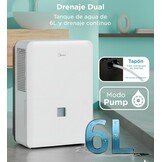 MIDEA Industriële luchtontvochtiger met grote inhoud van 50 l, voor luchtvochtigheid binnenshuis tot 112 m²/300 m³, luchtontvochtiger voor grote ruimtes met uitneembare tank, laag stroomverbruik