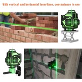 Cross Line Laser, 4 x 360° zelfnivellerende groene laserwaterpas, 4D-rotatielaser met 16 lijnen, zelfnivellerend met 2 batterijen, in hoogte verstelbare verlengstangstatief