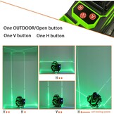 Cross Line Laser, 4 x 360° zelfnivellerende groene laserwaterpas, 4D-rotatielaser met 16 lijnen, zelfnivellerend met 2 batterijen, in hoogte verstelbare verlengstangstatief