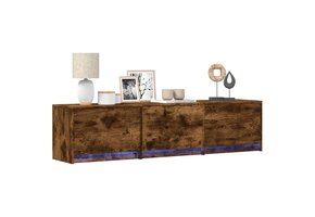 Tv-meubel met LED, Bewerkt Hout, Gerookt Eiken, 165cm, 34% Korting