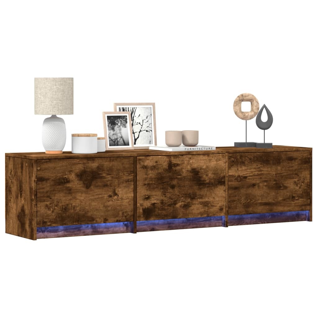 vidaXL Tv-meubel met LED 165x34x40 cm bewerkt hout gerookt eikenkleur