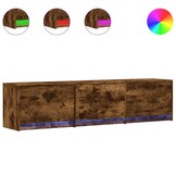 vidaXL Tv-meubel met LED 165x34x40 cm bewerkt hout gerookt eikenkleur