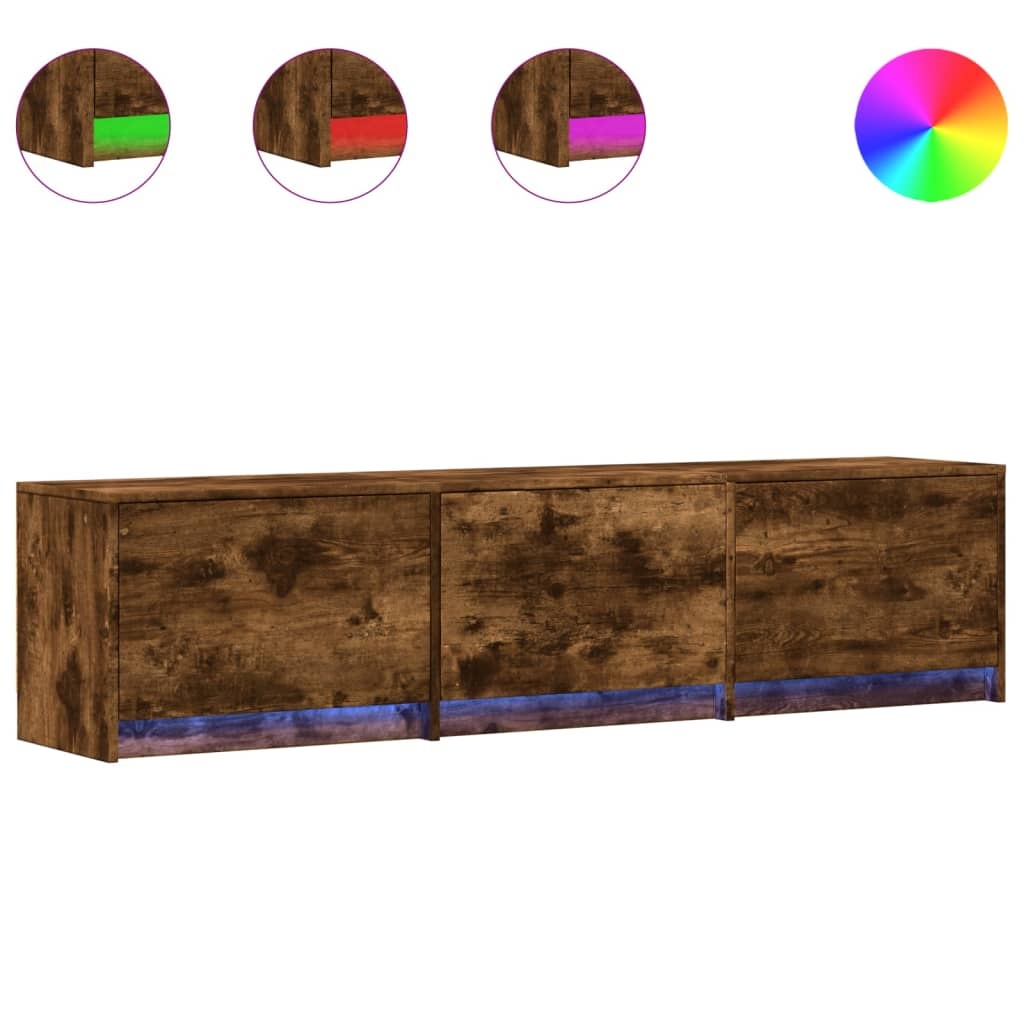 vidaXL Tv-meubel met LED 165x34x40 cm bewerkt hout gerookt eikenkleur