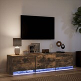 vidaXL Tv-meubel met LED 165x34x40 cm bewerkt hout gerookt eikenkleur