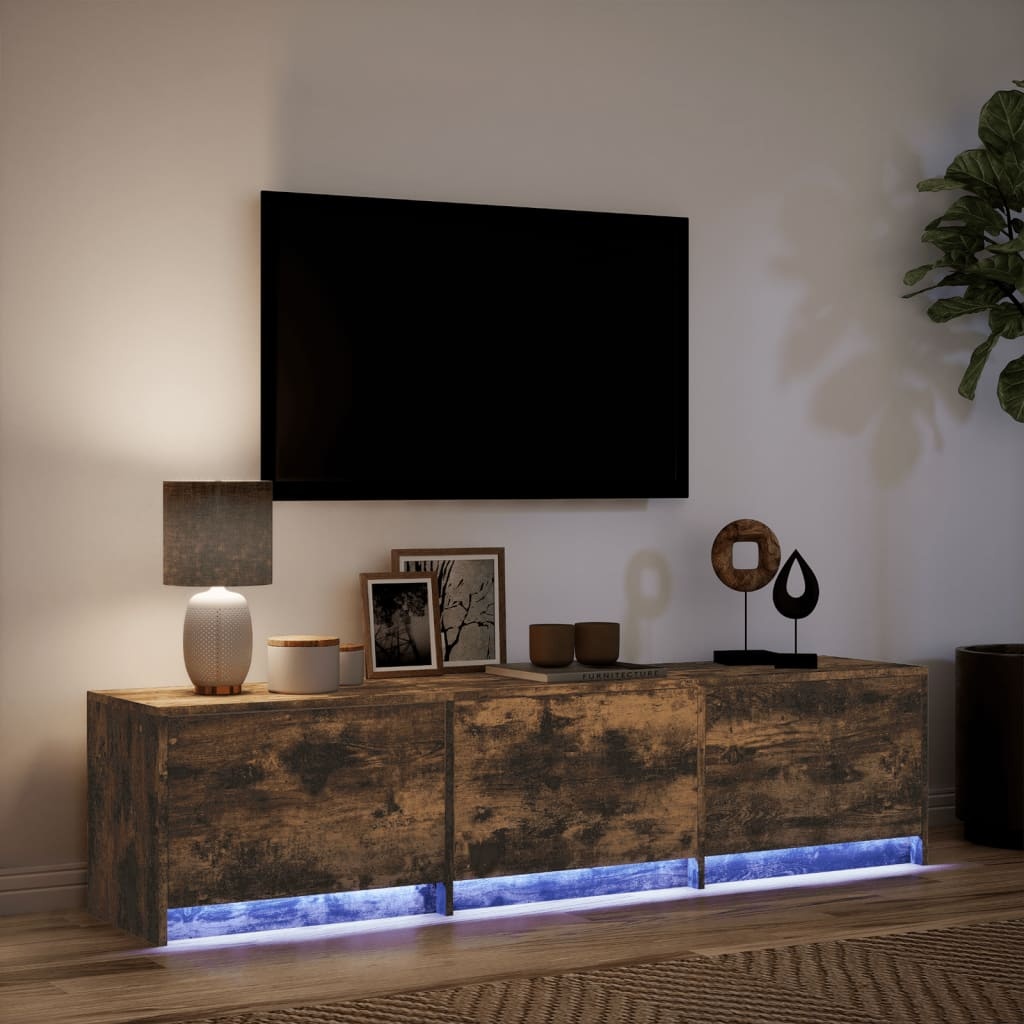 vidaXL Tv-meubel met LED 165x34x40 cm bewerkt hout gerookt eikenkleur