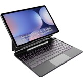 HOU Toetsenbordhoes voor Samsung Galaxy Tab S10+/S9 FE+/S9+/S8+/S7 FE/S7+ (12,4 inch) met magneetstandaard, multi-touch-trackpad, S-penhouder, 7 kleuren, 3 niveaus, achtergrondverlichting,