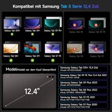 HOU Toetsenbordhoes voor Samsung Galaxy Tab S10+/S9 FE+/S9+/S8+/S7 FE/S7+ (12,4 inch) met magneetstandaard, multi-touch-trackpad, S-penhouder, 7 kleuren, 3 niveaus, achtergrondverlichting,
