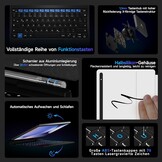 HOU Toetsenbordhoes voor Samsung Galaxy Tab S10+/S9 FE+/S9+/S8+/S7 FE/S7+ (12,4 inch) met magneetstandaard, multi-touch-trackpad, S-penhouder, 7 kleuren, 3 niveaus, achtergrondverlichting,