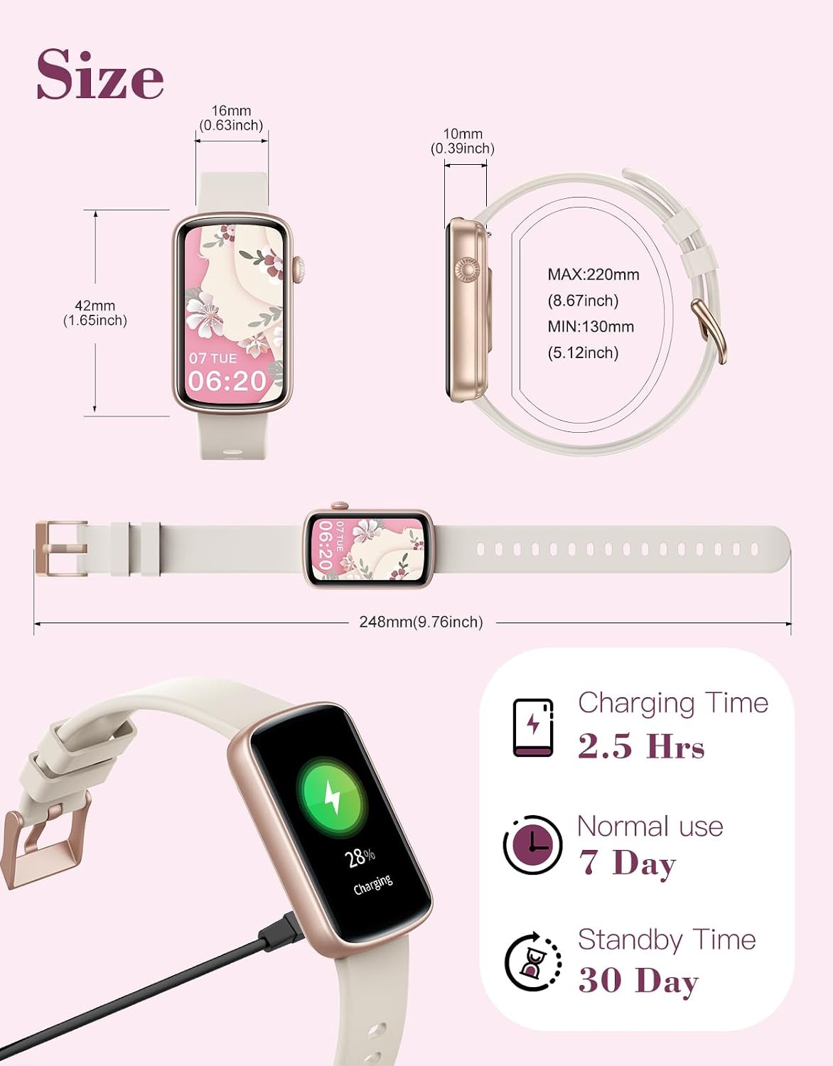 SHANG WING Smartwatch Dames 1,47 inch Fitness Tracker - Starlight Gold