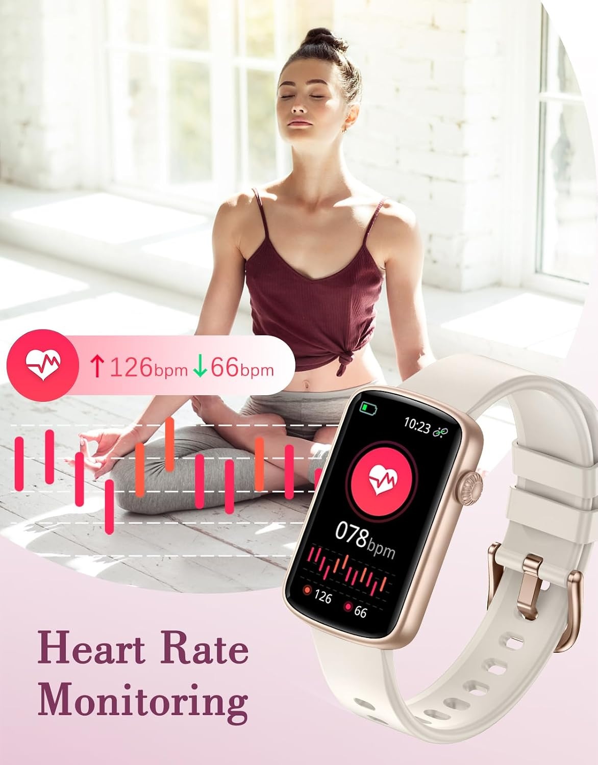 SHANG WING Smartwatch Dames 1,47 inch Fitness Tracker - Starlight Gold