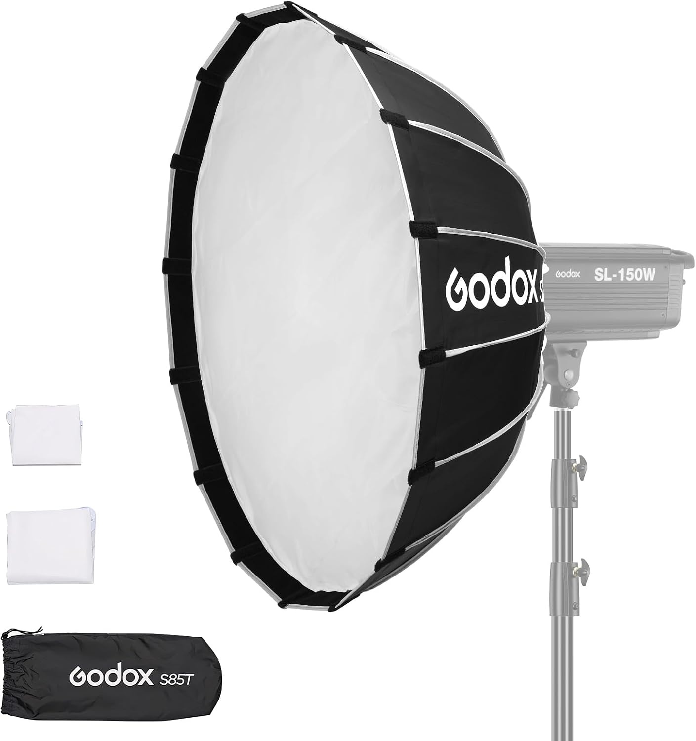 Godox S85T 85cm/33.5" Snelsluiting Scherm Softbox Paraplu Softbox Bowens Mount Diffuser Quick Release Compact met Tas en Zachte Doek voor Fotografie Speedlite Continous Light Monolight - Maat S85T/85cm