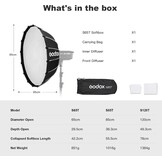 Godox S85T 85cm/33.5" Snelsluiting Scherm Softbox Paraplu Softbox Bowens Mount Diffuser Quick Release Compact met Tas en Zachte Doek voor Fotografie Speedlite Continous Light Monolight - Maat S85T/85cm