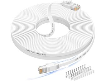 Nixsto Ethernet-kabel, 30 m, RJ45 Cat 6, netwerkkabel, high-speed internetkabel met testerstekker RJ45 voor Swtich-router, compatibel met Cat 7/Cat 8 ethernetkabel, wit - Maat 30M
