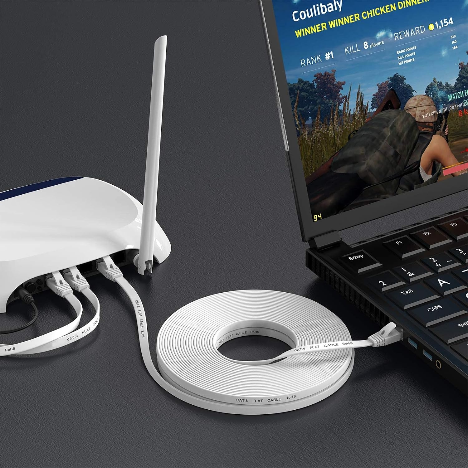 Nixsto Ethernet-kabel, 30 m, RJ45 Cat 6, netwerkkabel, high-speed internetkabel met testerstekker RJ45 voor Swtich-router, compatibel met Cat 7/Cat 8 ethernetkabel, wit - Maat 30M