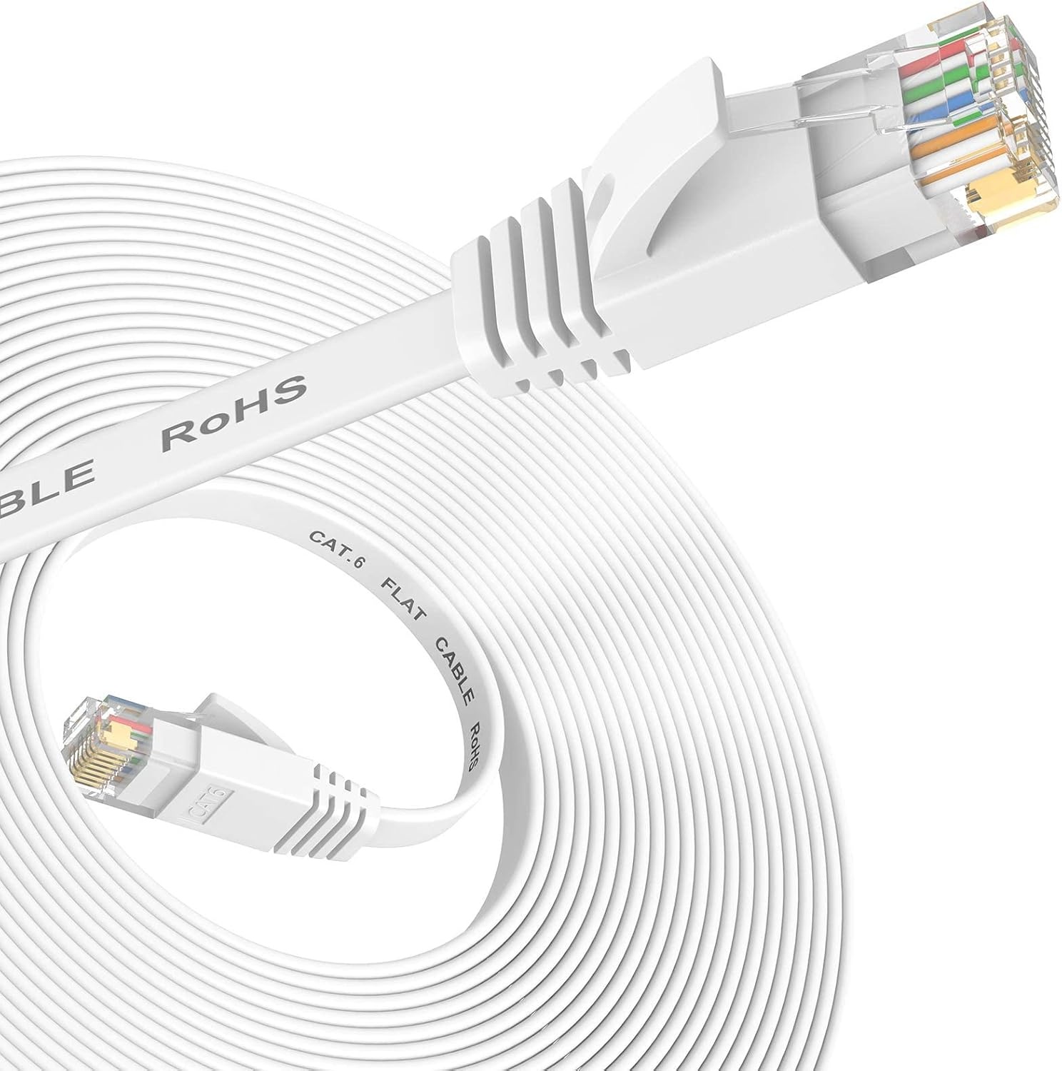 Nixsto Ethernet-kabel, 30 m, RJ45 Cat 6, netwerkkabel, high-speed internetkabel met testerstekker RJ45 voor Swtich-router, compatibel met Cat 7/Cat 8 ethernetkabel, wit - Maat 30M