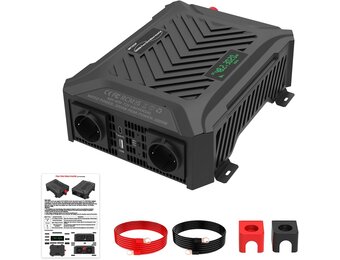 omvormer 12V naar 230V zuivere sinus 2000W/4000W Spanningsomvormer 12v 230v met 2 EU-stopcontacten, 1 Type-C poort, 2.1A USB-poort voor Vrachtwagens, Camping, Kamperen (48V/60V/72V-3000W)