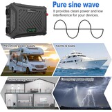 omvormer 12V naar 230V zuivere sinus 2000W/4000W Spanningsomvormer 12v 230v met 2 EU-stopcontacten, 1 Type-C poort, 2.1A USB-poort voor Vrachtwagens, Camping, Kamperen (48V/60V/72V-3000W)