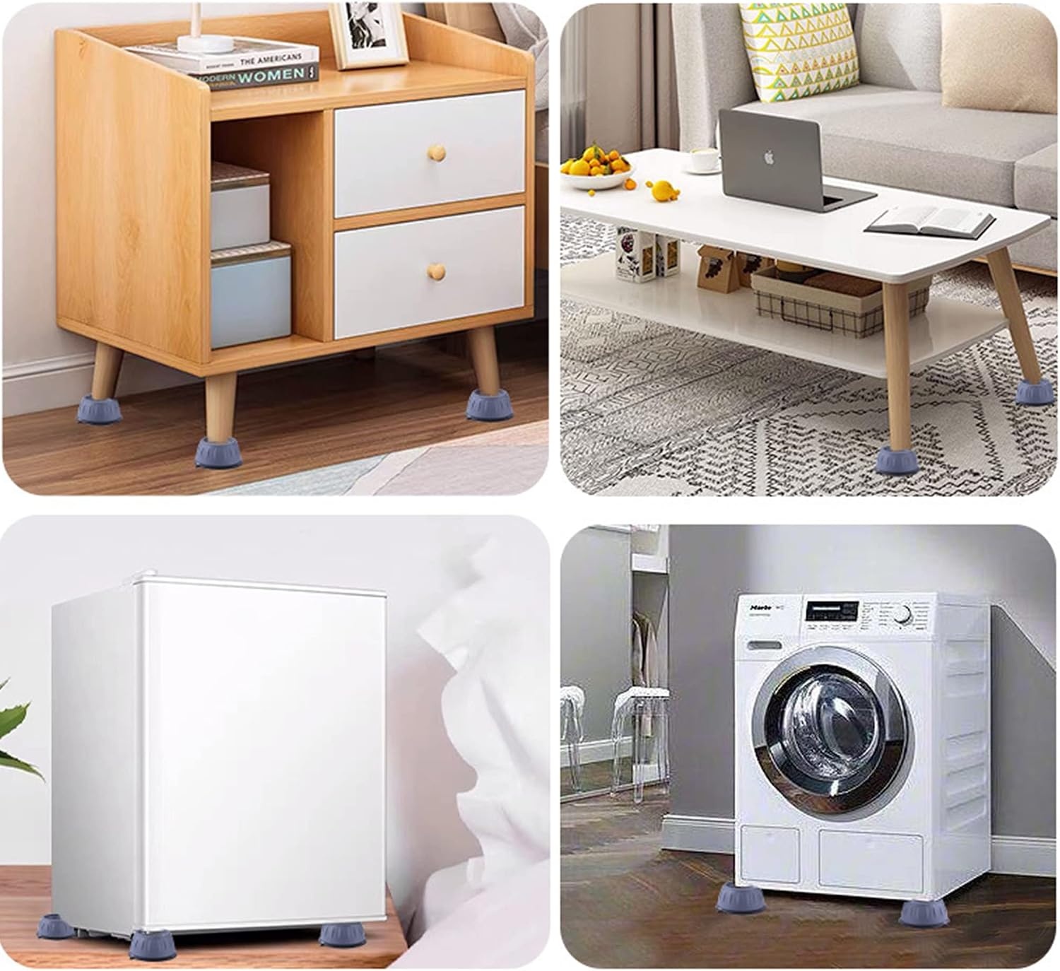 12 stuks wasmachine anti-vibratievoeten, trillingsdemper voor wasmachine, antislip voeten ter voorkoming van lawaai en wegglijden