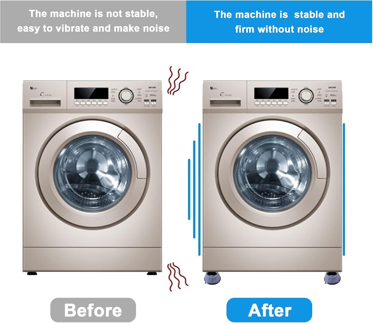 12 stuks wasmachine anti-vibratievoeten, trillingsdemper voor wasmachine, antislip voeten ter voorkoming van lawaai en wegglijden