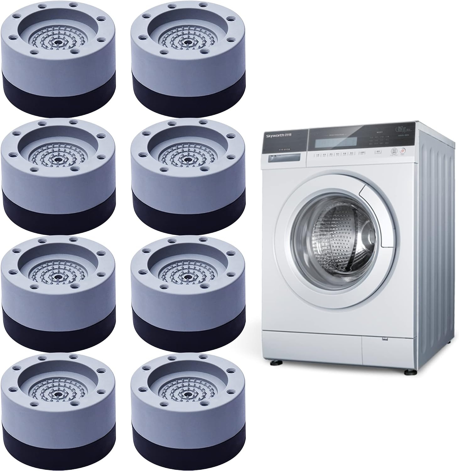 12 stuks wasmachine anti-vibratievoeten, trillingsdemper voor wasmachine, antislip voeten ter voorkoming van lawaai en wegglijden