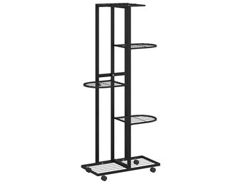 vidaXL Bloemenstandaard met wielen 5-laags 44x23x100 cm ijzer zwart