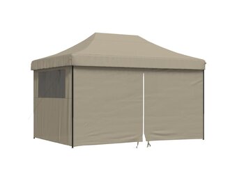 vidaXL Partytent inklapbaar pop-up met 4 zijwanden taupe