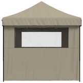 vidaXL Partytent inklapbaar pop-up met 4 zijwanden taupe
