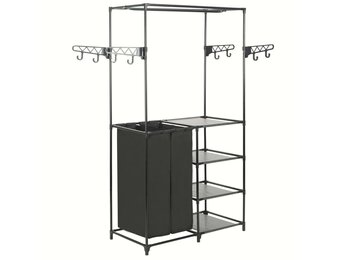 vidaXL Kledingrek 87x44x158 cm staal en ongeweven stof zwart