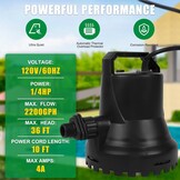 400W Slimme Vuilwaterpomp, 8000L/H Automatisch aan- en uitzetten Waterpomp Dompelpomp