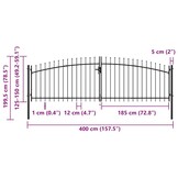 vidaXL Hekpoort dubbele deur met speren bovenkant 400x200 cm