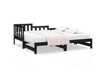 vidaXL Slaapbank uitschuifbaar 80x200 cm massief grenenhout zwart
