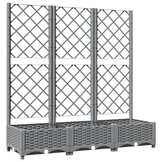 vidaXL Plantenbak met latwerk 120x40x121,5 cm polypropeen lichtgrijs
